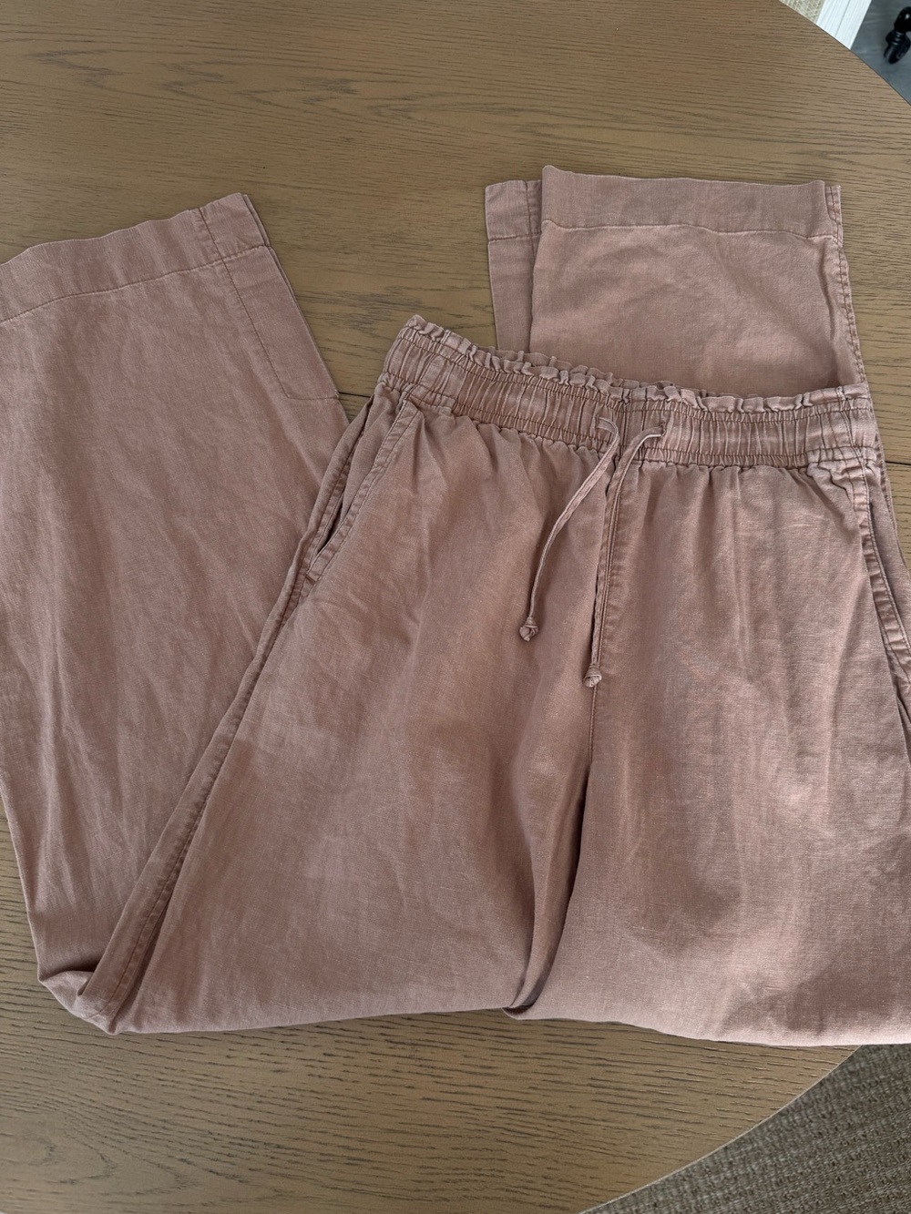 Madewell Hemp Cotton Wide Leg Pants Dusty Rose Pull On Drawstring Casual Lounge - Picture 2 of 6